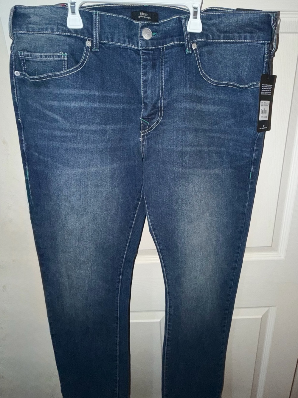True Religion Men’s Straight Jeans in Dark Blue Denim 38W